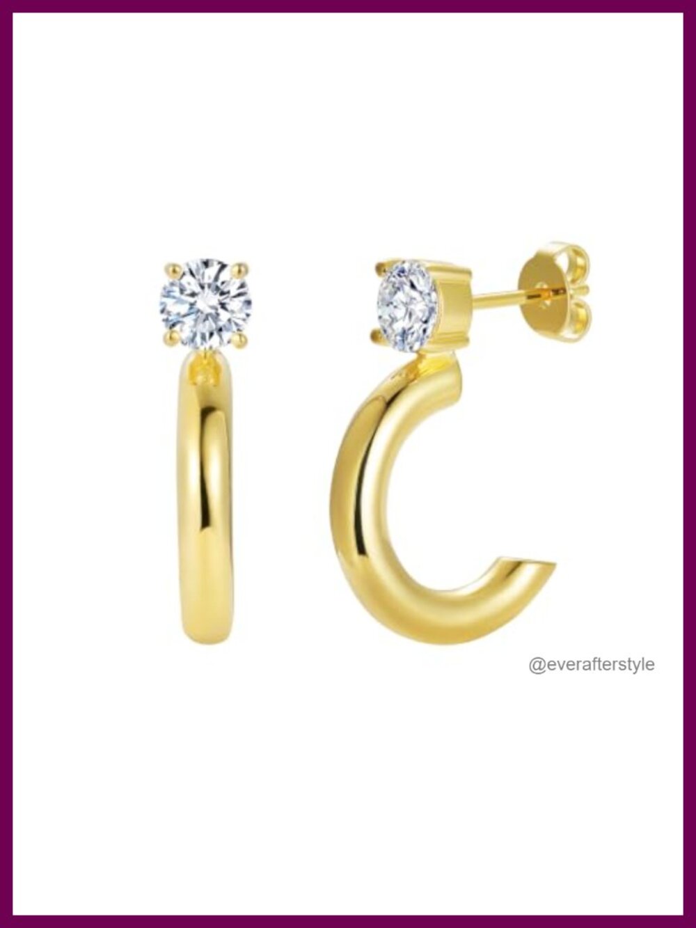 14K Gold Filled Chunky Moissanite C Shaped Hoop Earrings